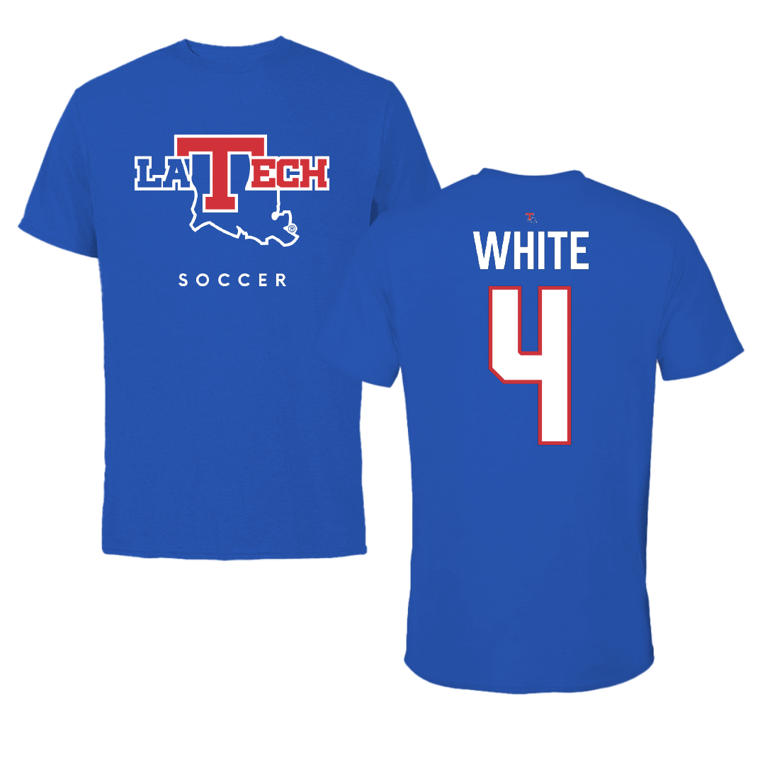 Louisiana Tech University Soccer True Royal Performance Tee - #4 Ella White