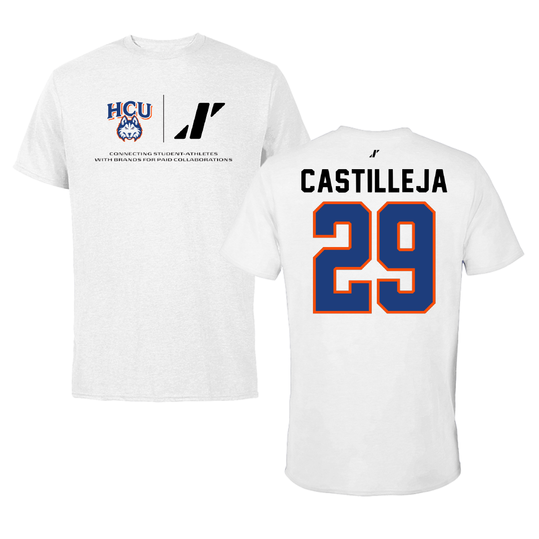 Houston Christian University Baseball White Rally Tee - #29 Levi Castilleja