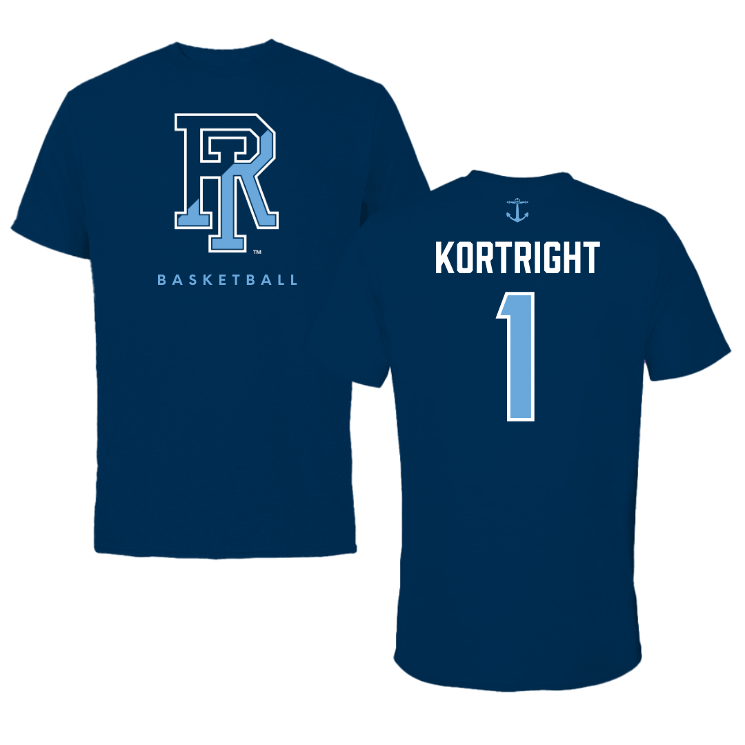 University of Rhode Island Basketball Navy Performance Tee - #1 Luis Kortright