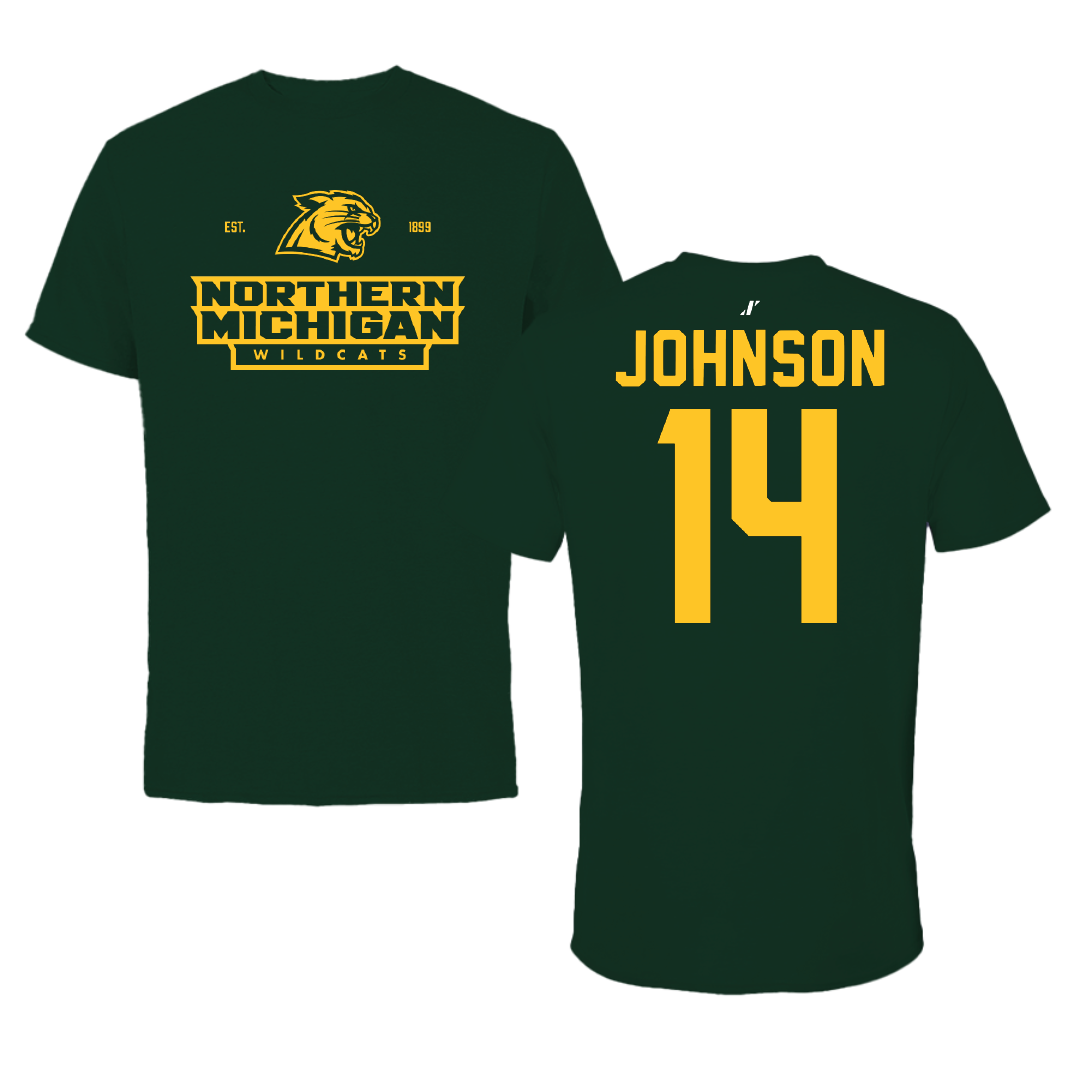 Northern Michigan University Soccer Forest Green General Tee - #14 Noah Johnson