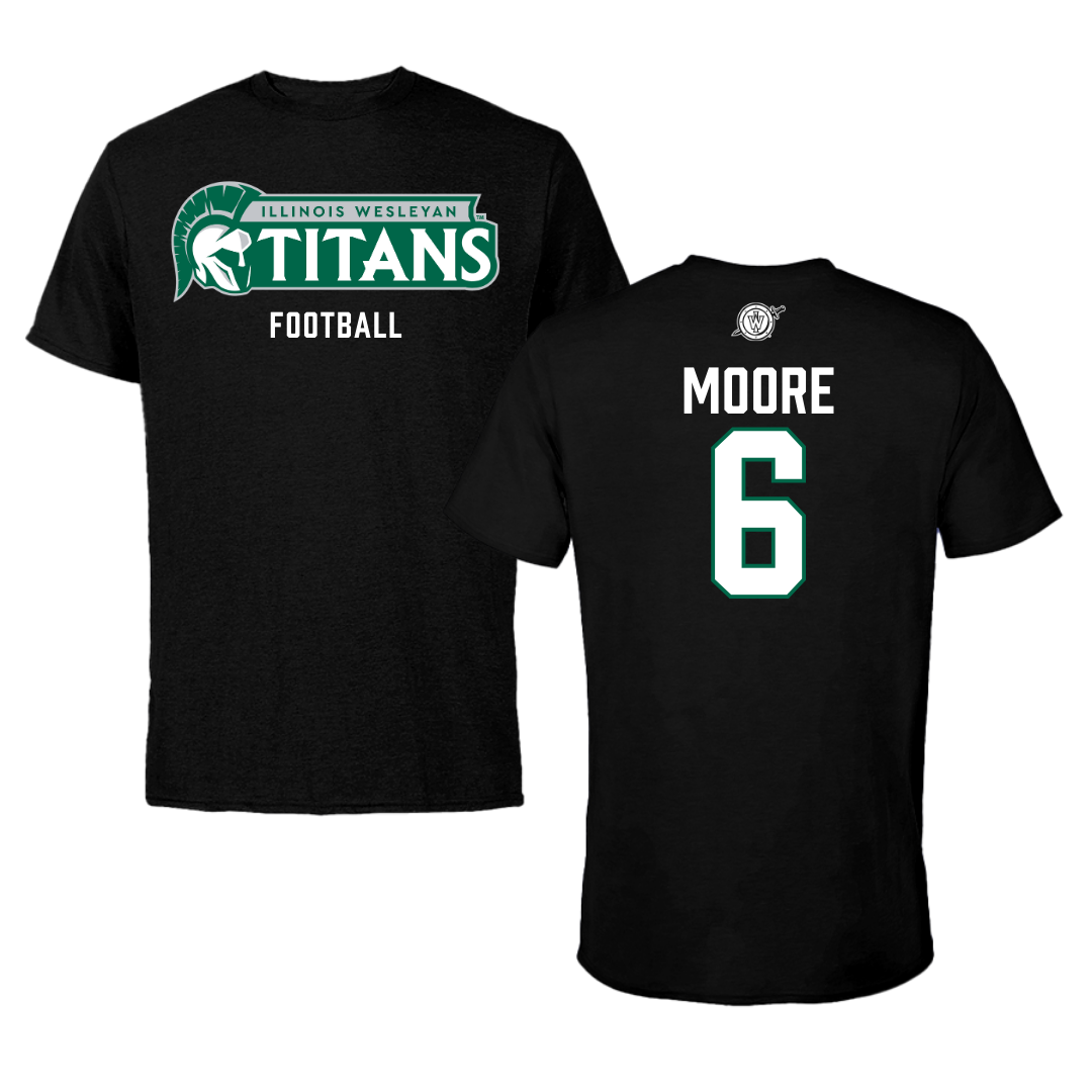 Illinois Wesleyan University Football Black Tee - #6 Tre Moore
