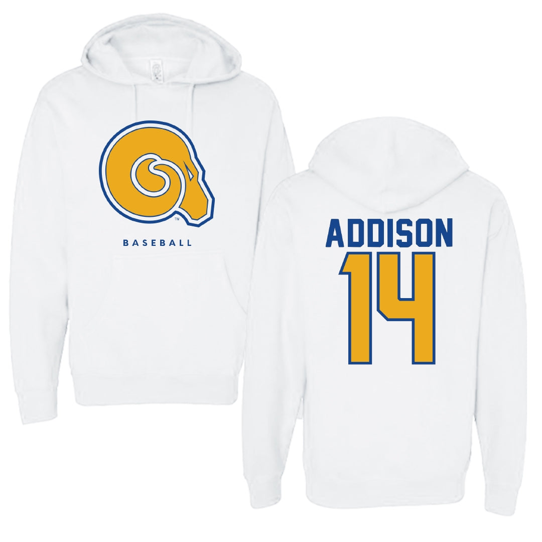Albany State University Baseball White Hoodie - #14 Luke Addison