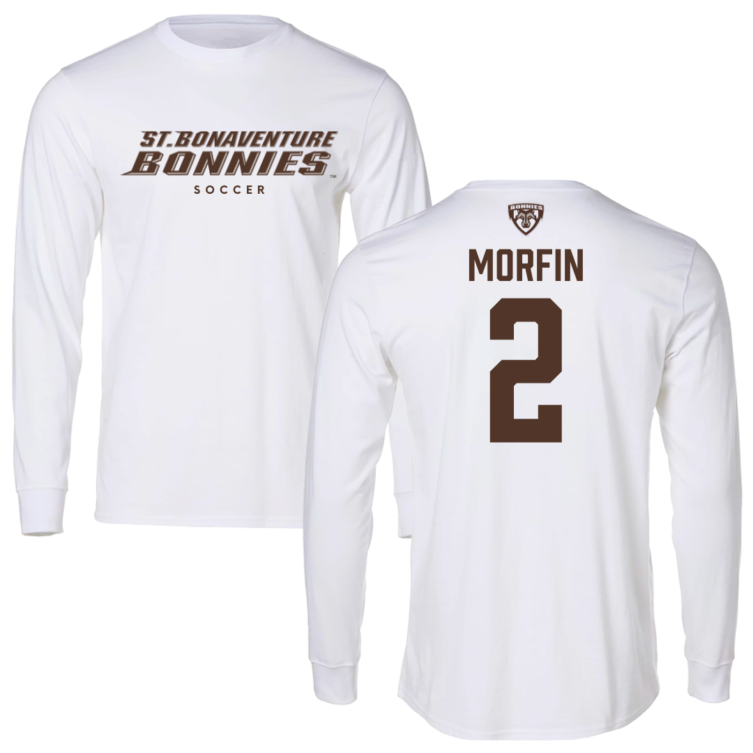 St. Bonaventure University Soccer White Performance Long Sleeve - #2 Sean Morfin