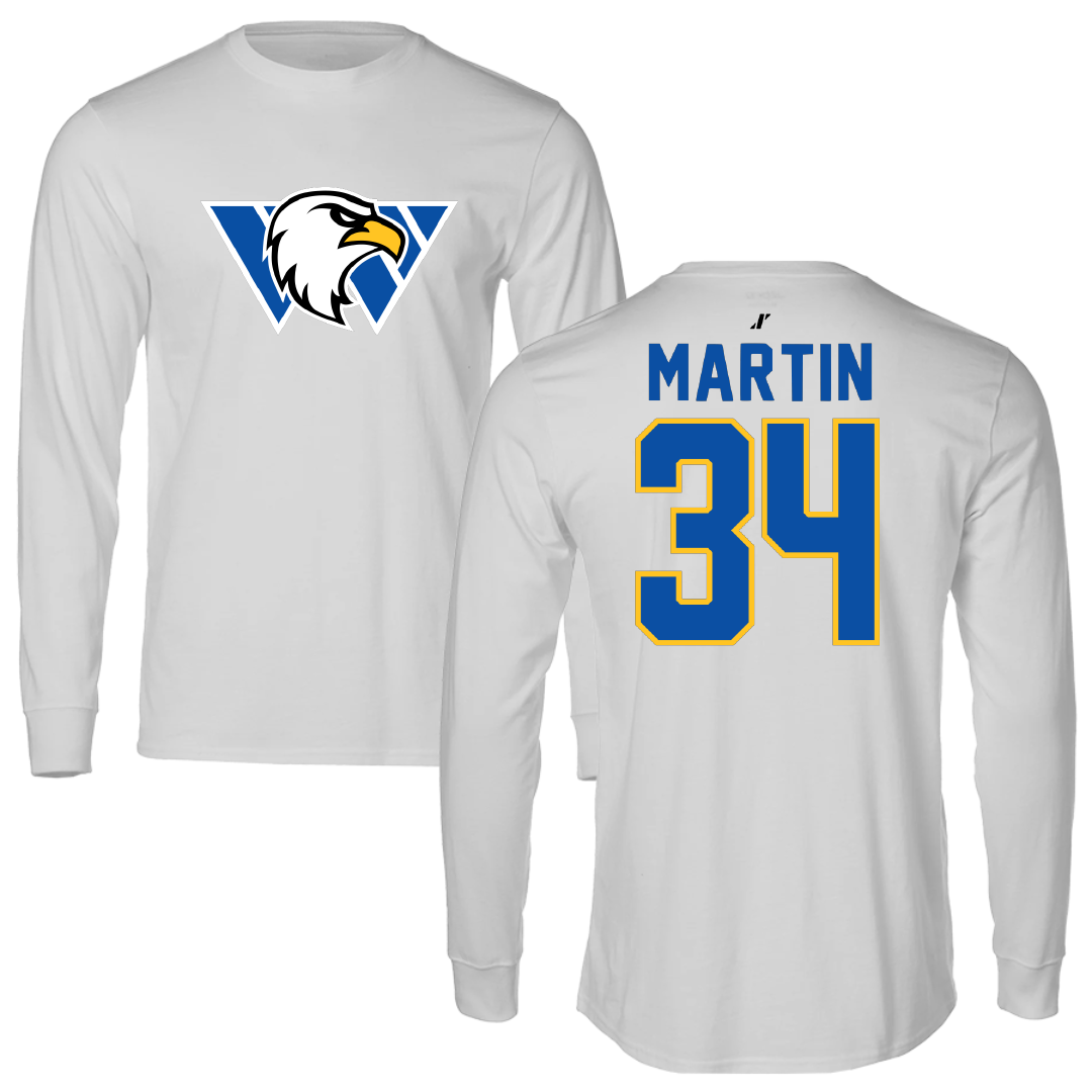 Williams Baptist University Baseball Light Gray Long Sleeve - #34 Kaden Martin