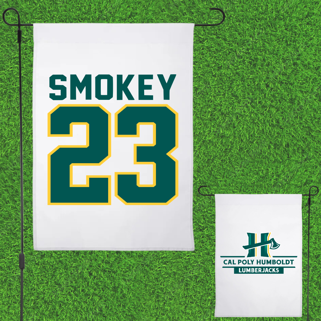Cal Poly Humboldt Softball White Garden Flag - #23 Alyssa Smokey