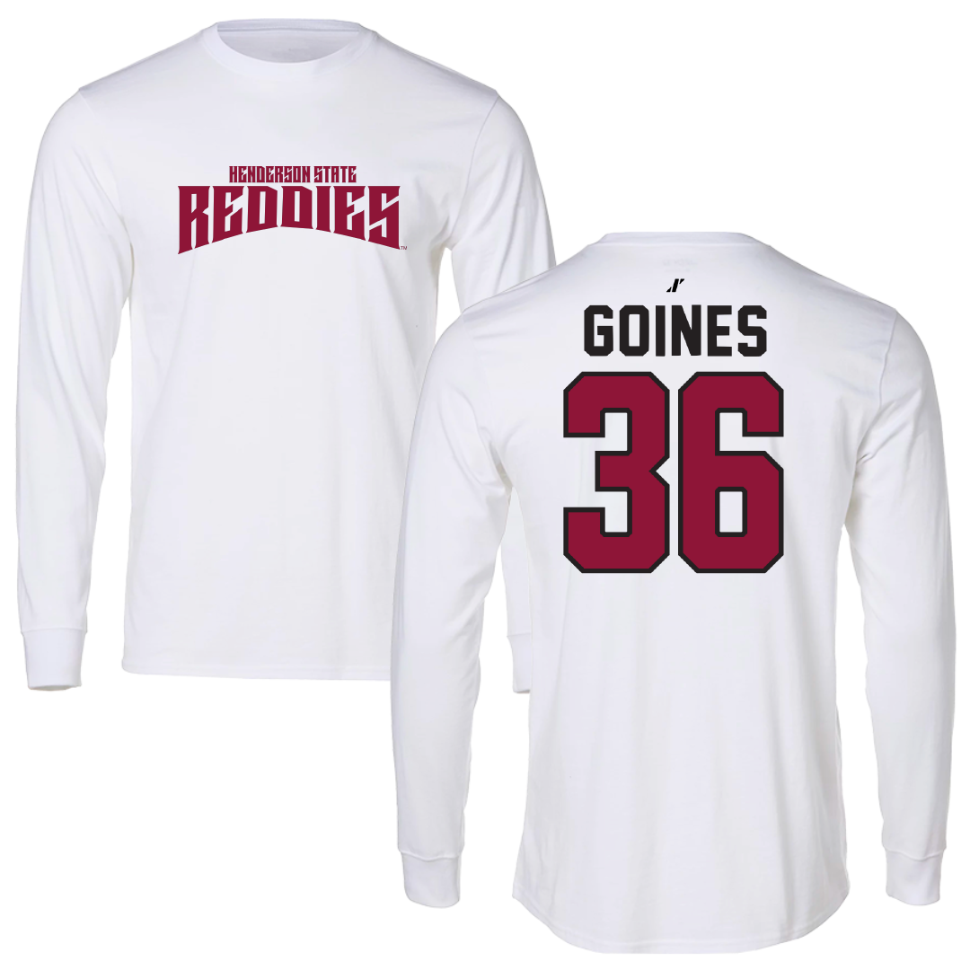 Henderson State University Baseball White Classic Long Sleeve - #36 Dawson Goines