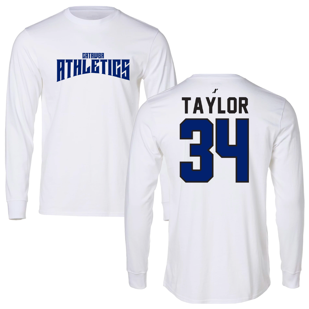 Catawba College Baseball White Classic Performance Long Sleeve - #34 Colby Taylor