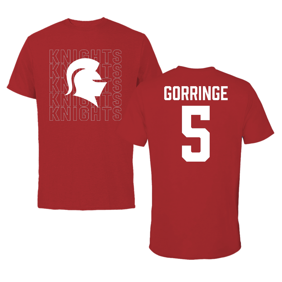Southern Virginia University Soccer Canvas Red Tee - #5 Jackson Gorringe