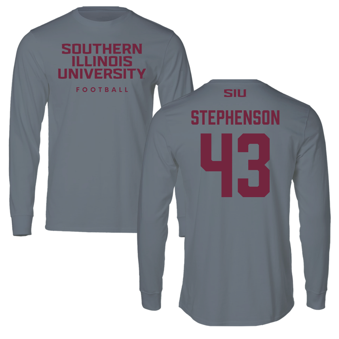 Southern Illinois University at Carbondale Football Gray Performance Long Sleeve - #43 Cade Stephenson