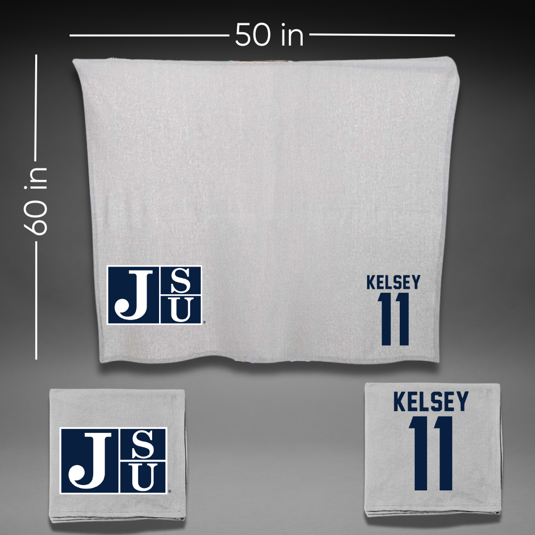 Jackson State University Basketball Gray Blanket - #11 Tierney Kelsey