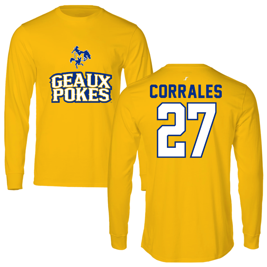 McNeese State University Baseball Gold General Long Sleeve - #27 Diego Corrales