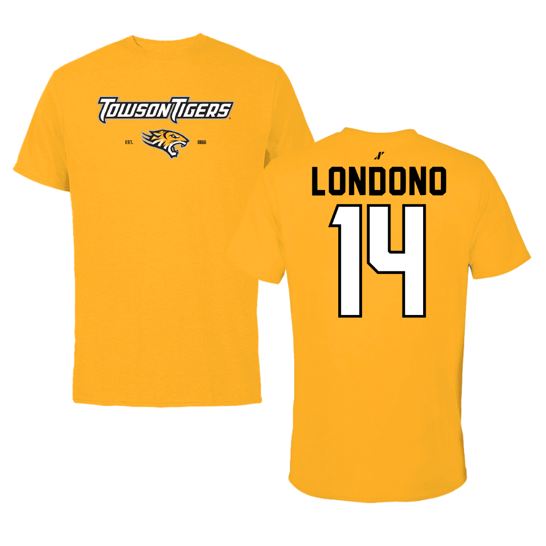 Towson University Football Gold General Performance Tee - #14 Lukkas Londono