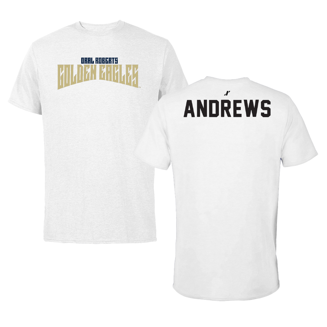 Oral Roberts University TF and XC White Classic Performance Tee - Caleb Andrews