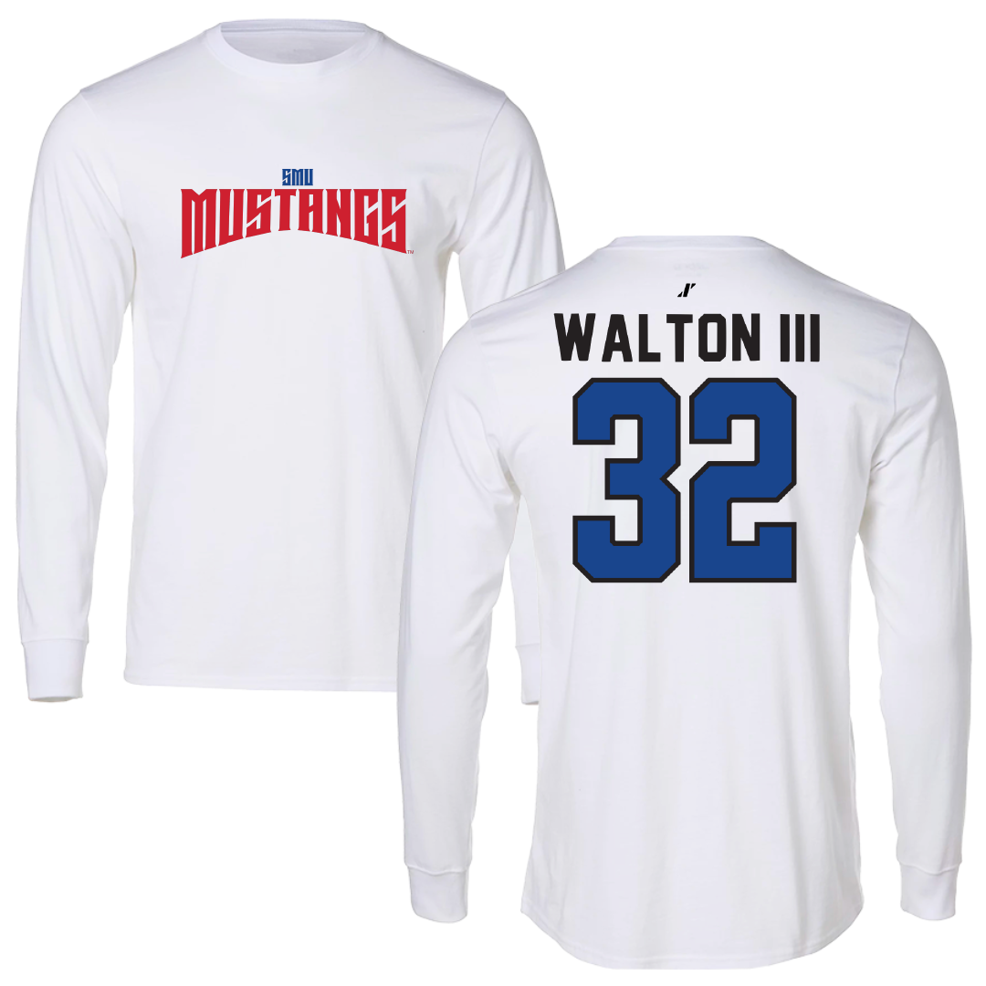 Southern Methodist University Football White Classic Long Sleeve - #32 Billy Walton III