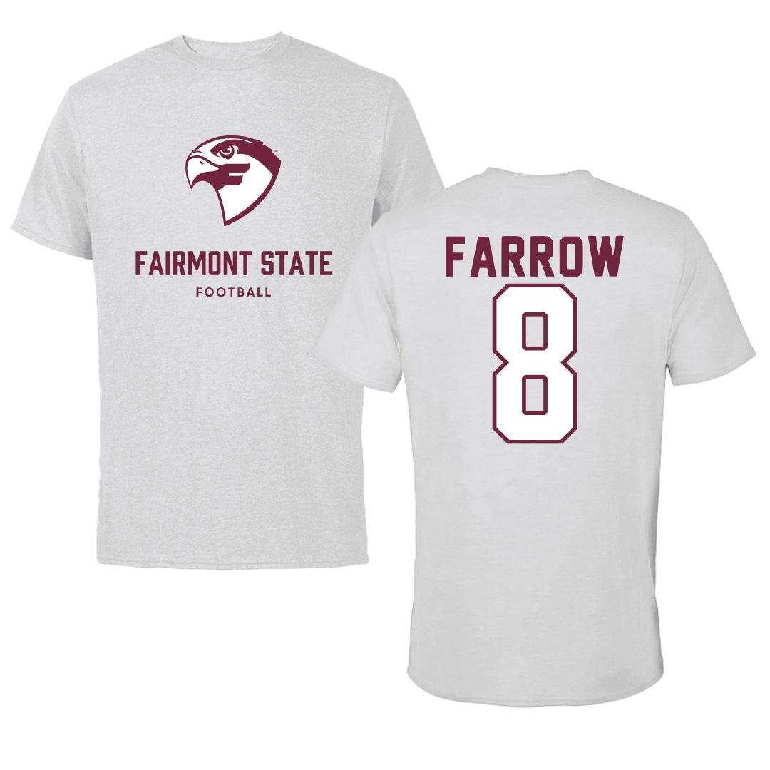 Fairmont State University Football Light Gray Performance Tee - #8 Leonard Farrow