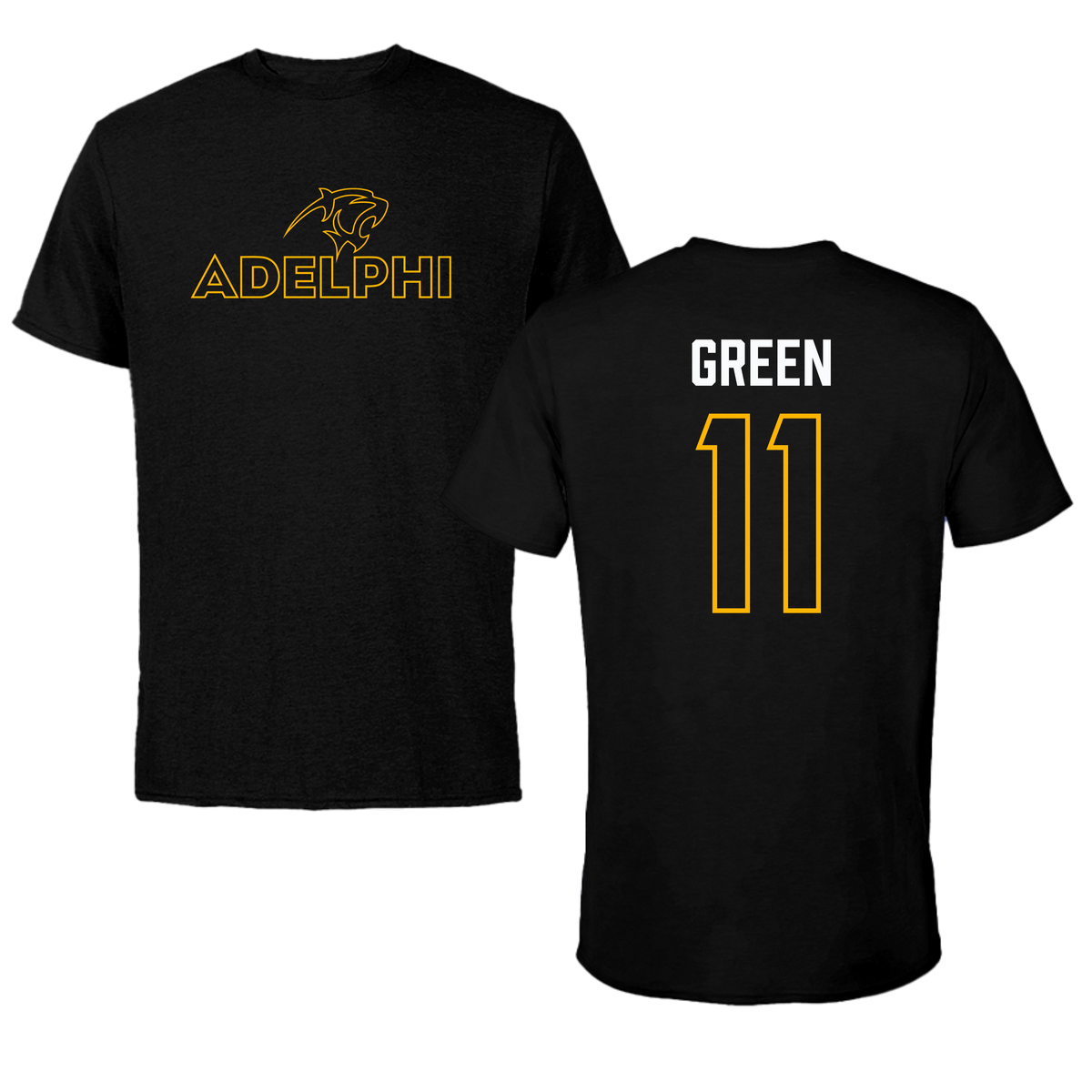 Adelphi University Lacrosse Black Tee - #11 Aidan Green