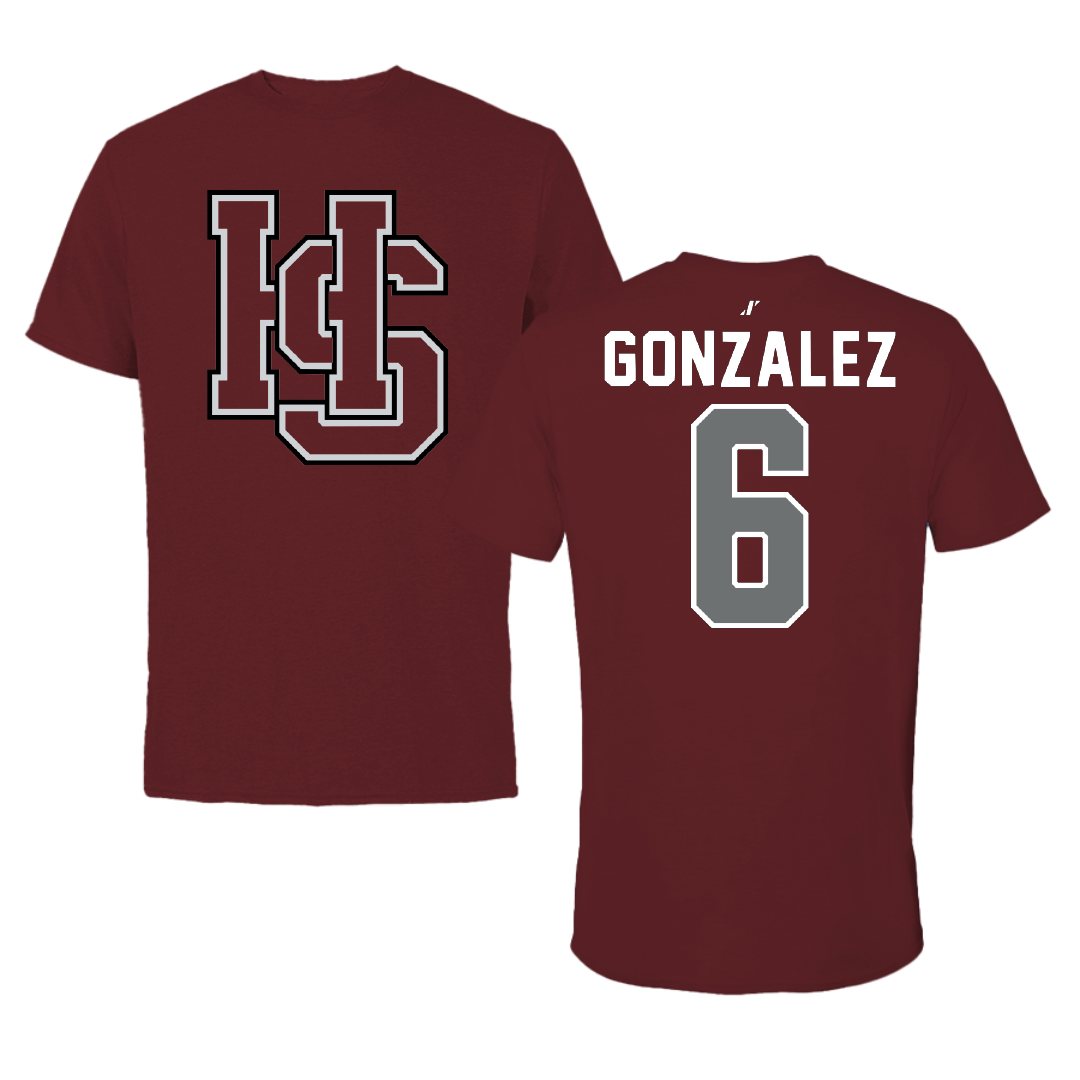 Hampden-Sydney College Football Maroon Performance Tee - #6 Joseph Gonzalez