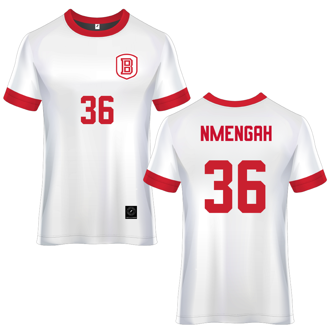 Bradley University White Soccer Jersey - #36 Franc Nmengah