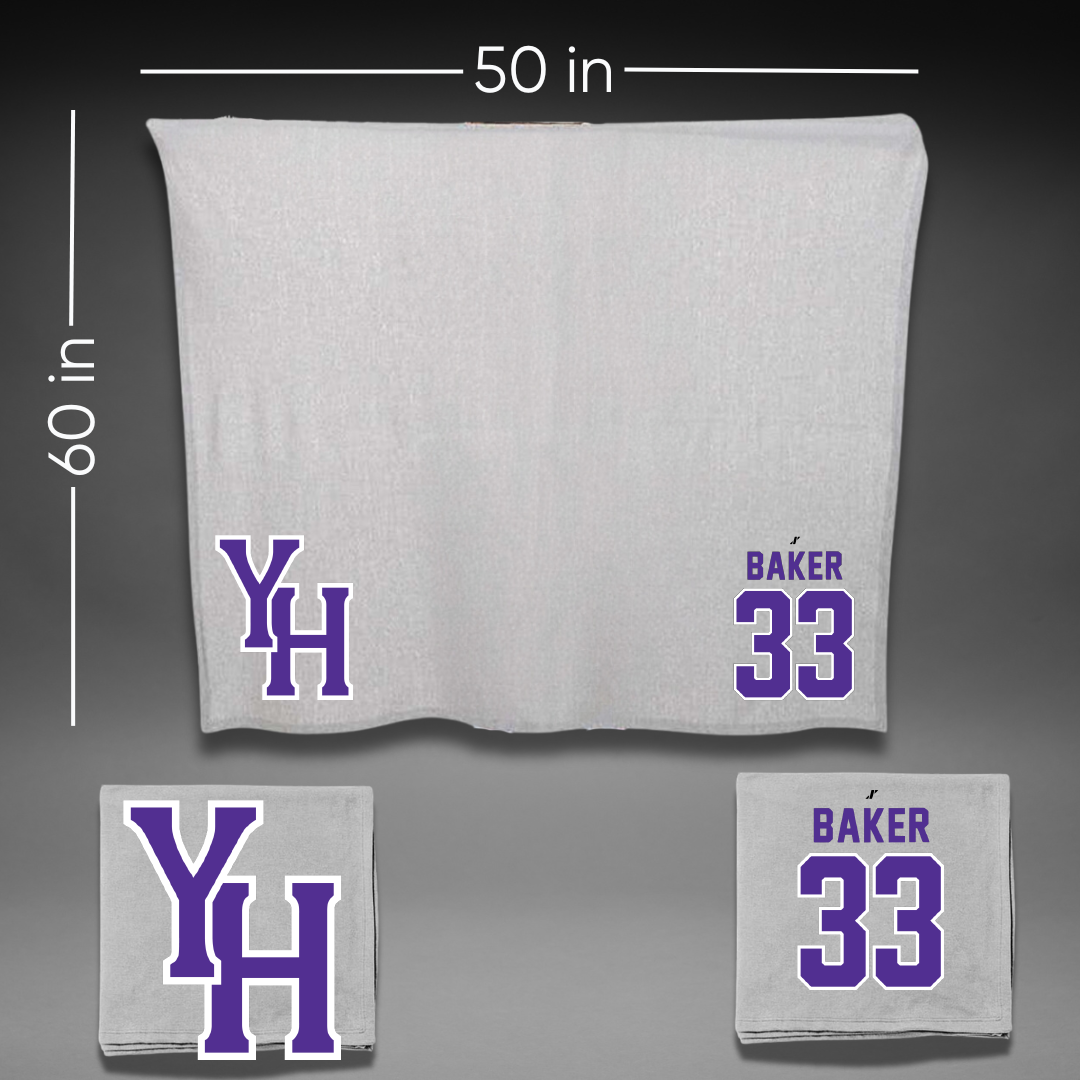 Young Harris College Basketball Gray Blanket - #33 Brayden Baker