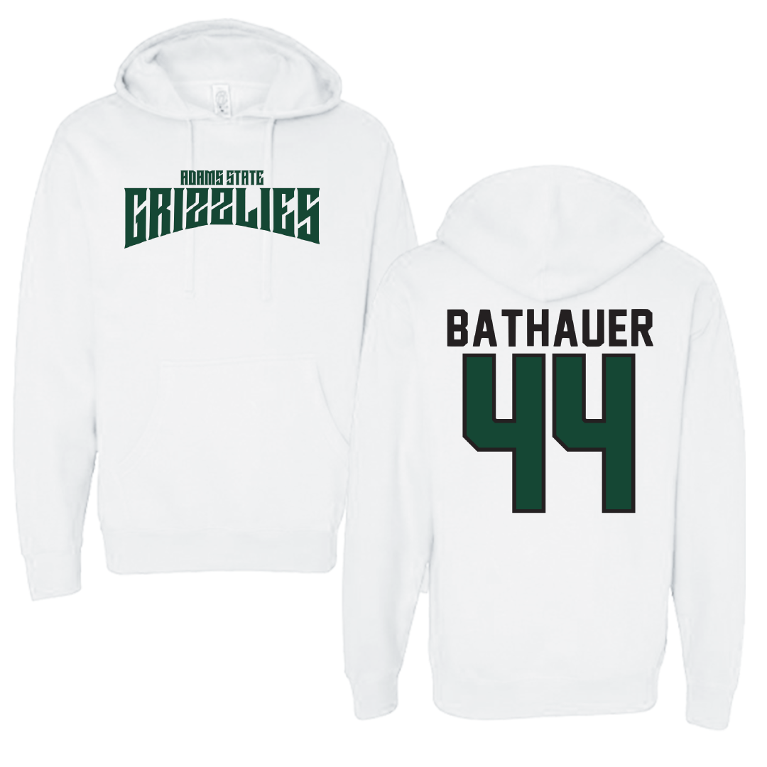 Adams State University Baseball White Classic Hoodie - #44 Mike Bathauer