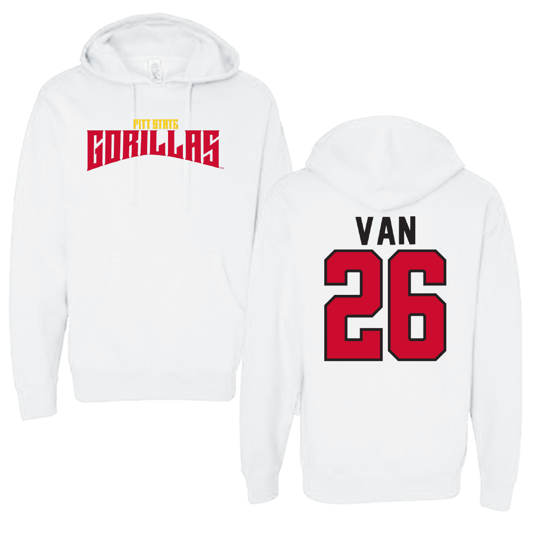 Pittsburg State University Football White Classic Hoodie - #26 Dylan Van