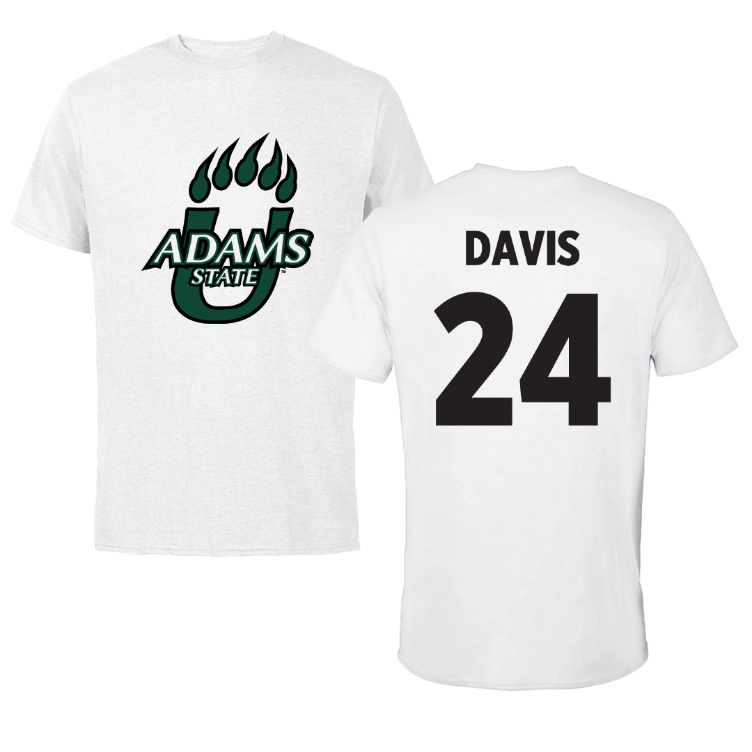 Adams State University Basketball White Performance Tee - #24 Riahana Davis