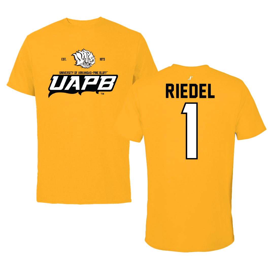 University of Arkansas-Pine Bluff Soccer Gold General Performance Tee - #1 Makaila Riedel