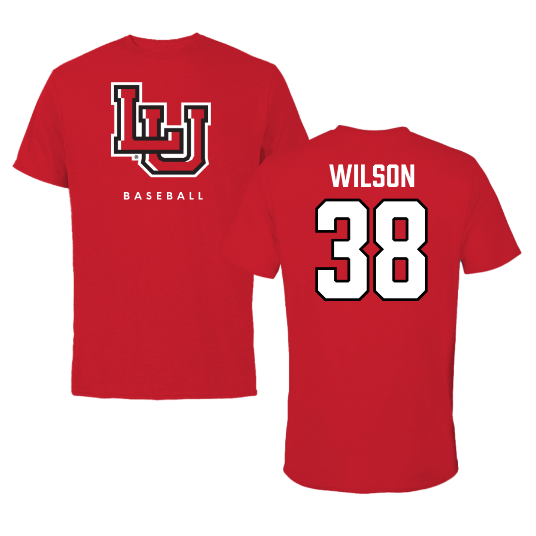 Lamar University Baseball Red Performance Tee - #38 Tanner Wilson