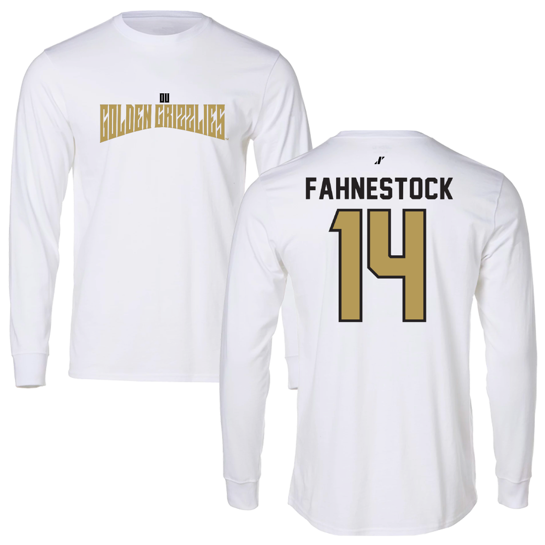 Oakland University Baseball White Classic Performance Long Sleeve - #14 Brody Fahnestock