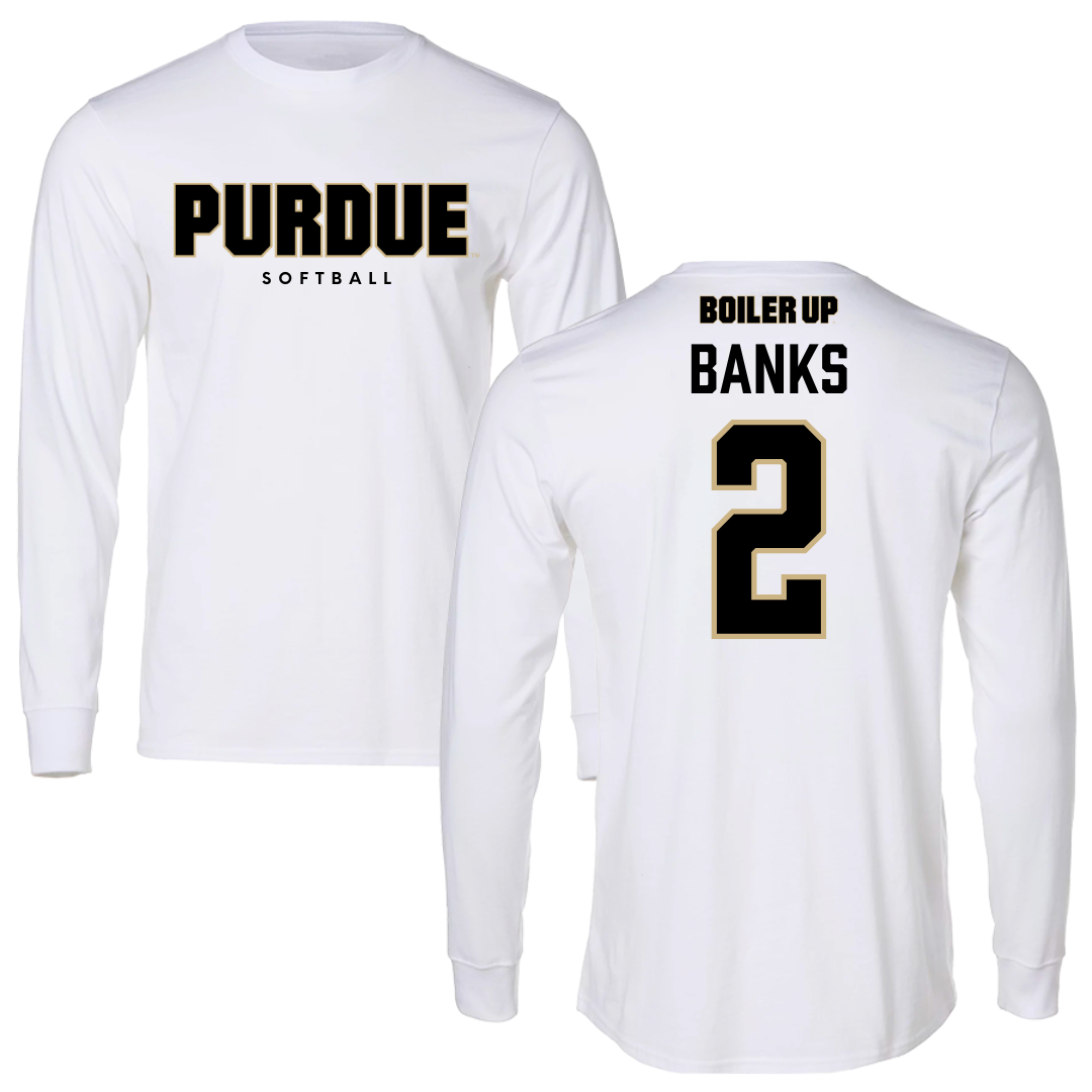 Purdue University Softball White Performance Long Sleeve - #2 Khloe Banks