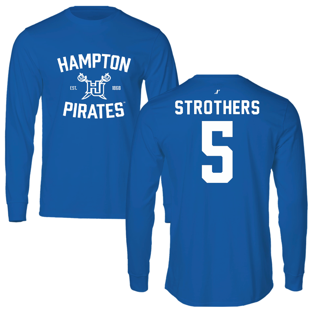 Hampton University Basketball Blue General Long Sleeve - #5 Etienne Strothers