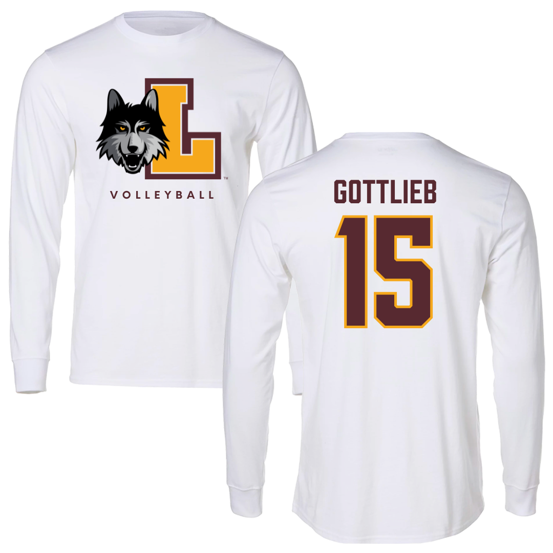 Loyola University-Chicago Volleyball White Mascot Long Sleeve - #15 Josh Gottlieb