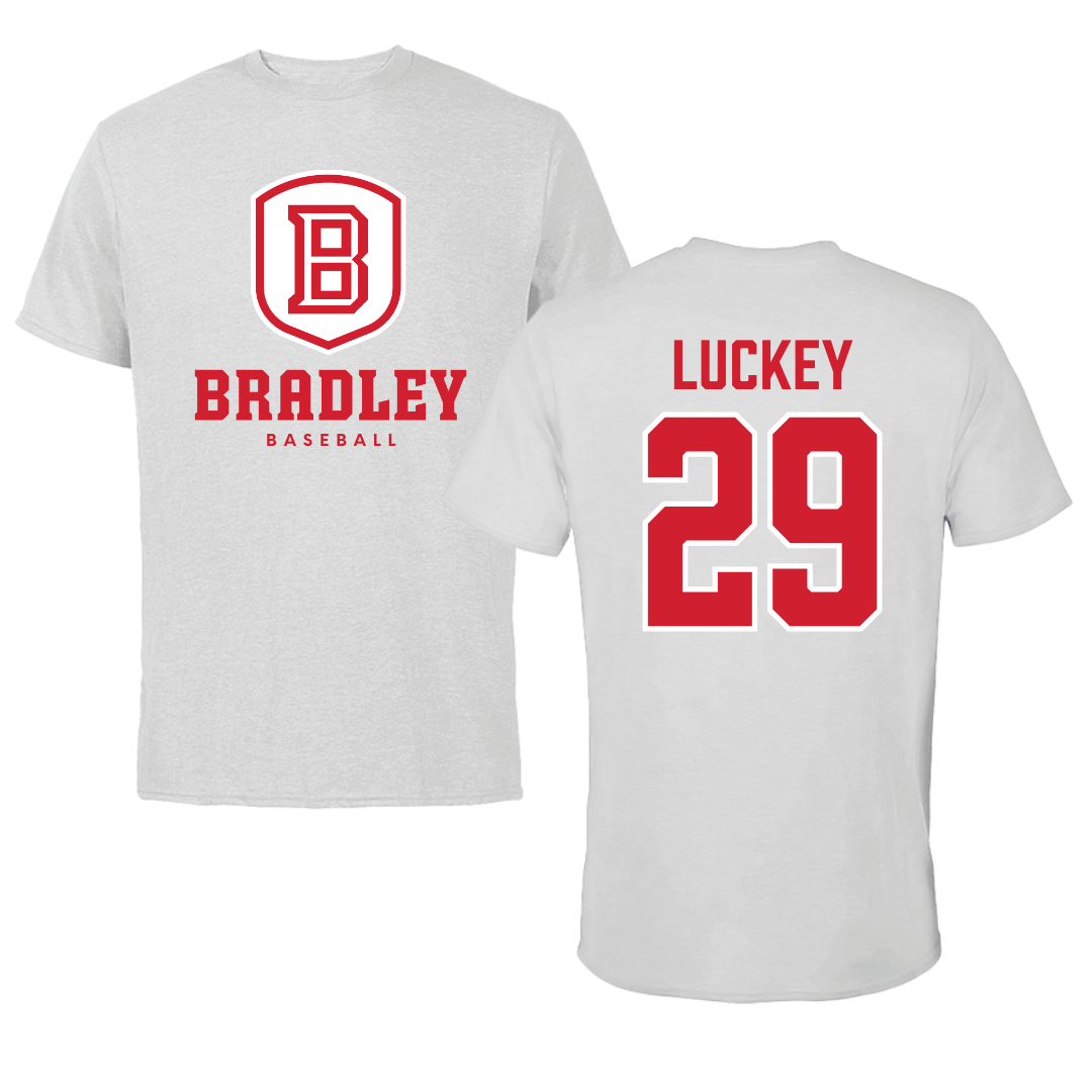 Bradley University Baseball Gray Performance Tee - #29 Cole Luckey