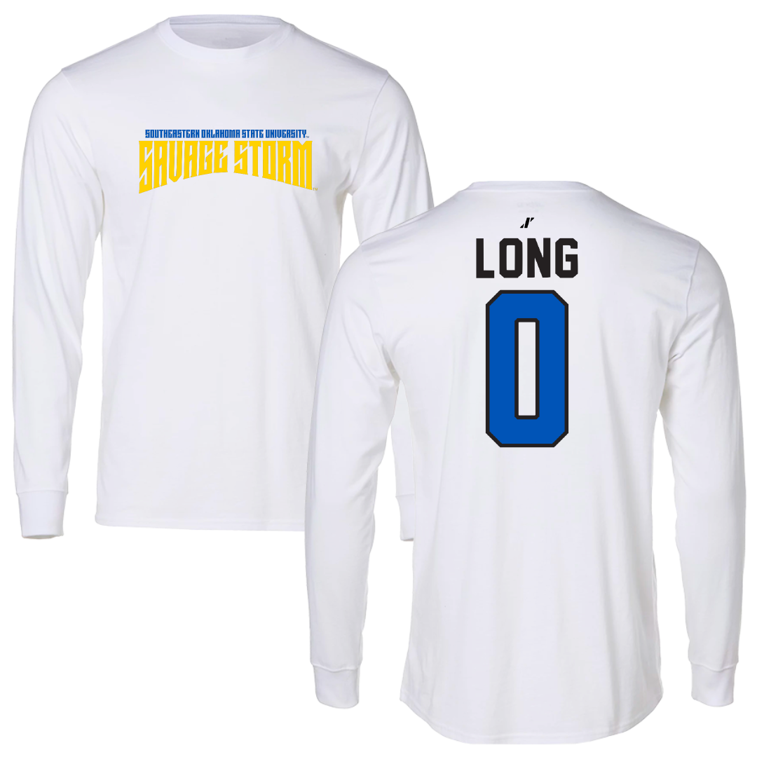 Southeastern Oklahoma State University Basketball White Classic Performance Long Sleeve - #0 Tyler Long