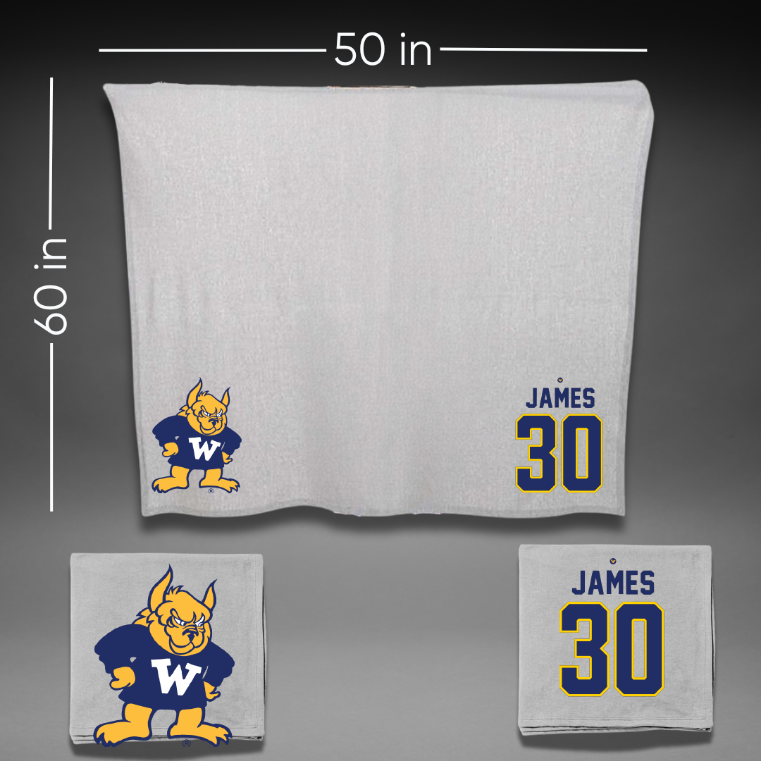 Webster University Basketball Gray Blanket - #30 Linden James