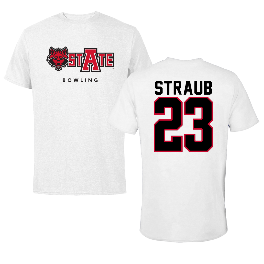 Arkansas State University Bowling White Performance Tee - #23 Melanie Straub
