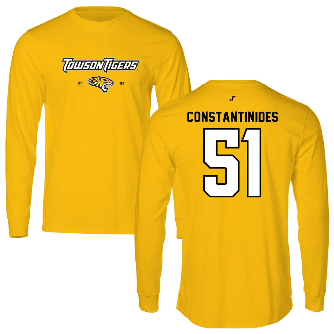 Towson University Lacrosse Gold General Long Sleeve - #51 Matt Constantinides