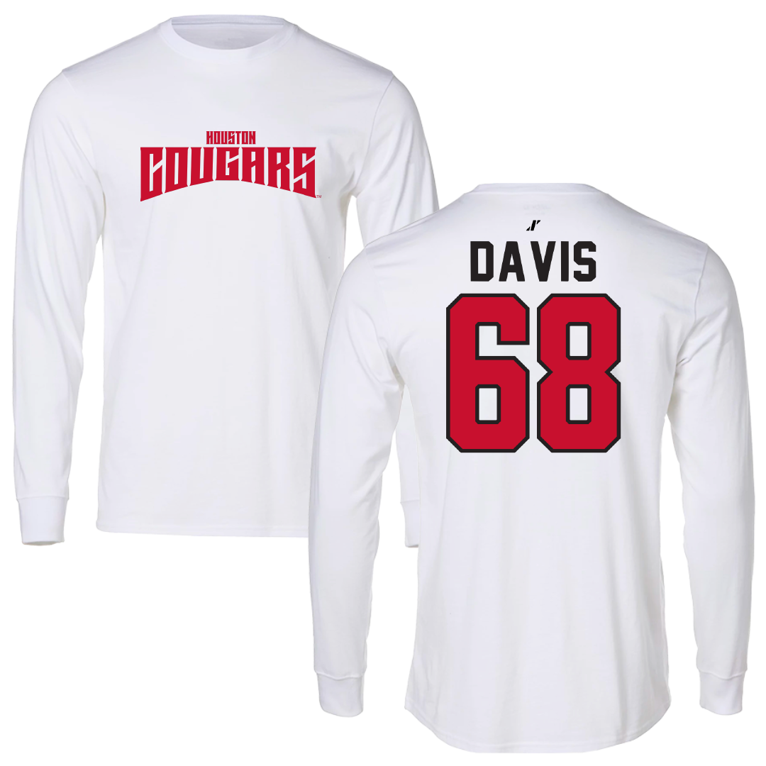 University of Houston Football White Classic Performance Long Sleeve - #68 Kaleb Davis