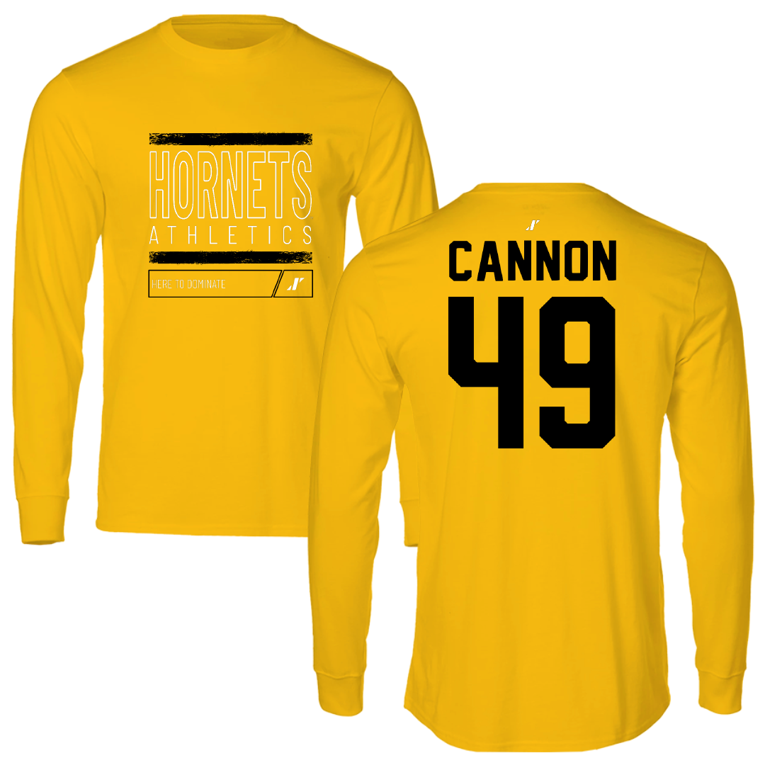Alabama State University Football Gold Dominate Performance Long Sleeve - #49 Baylor Cannon