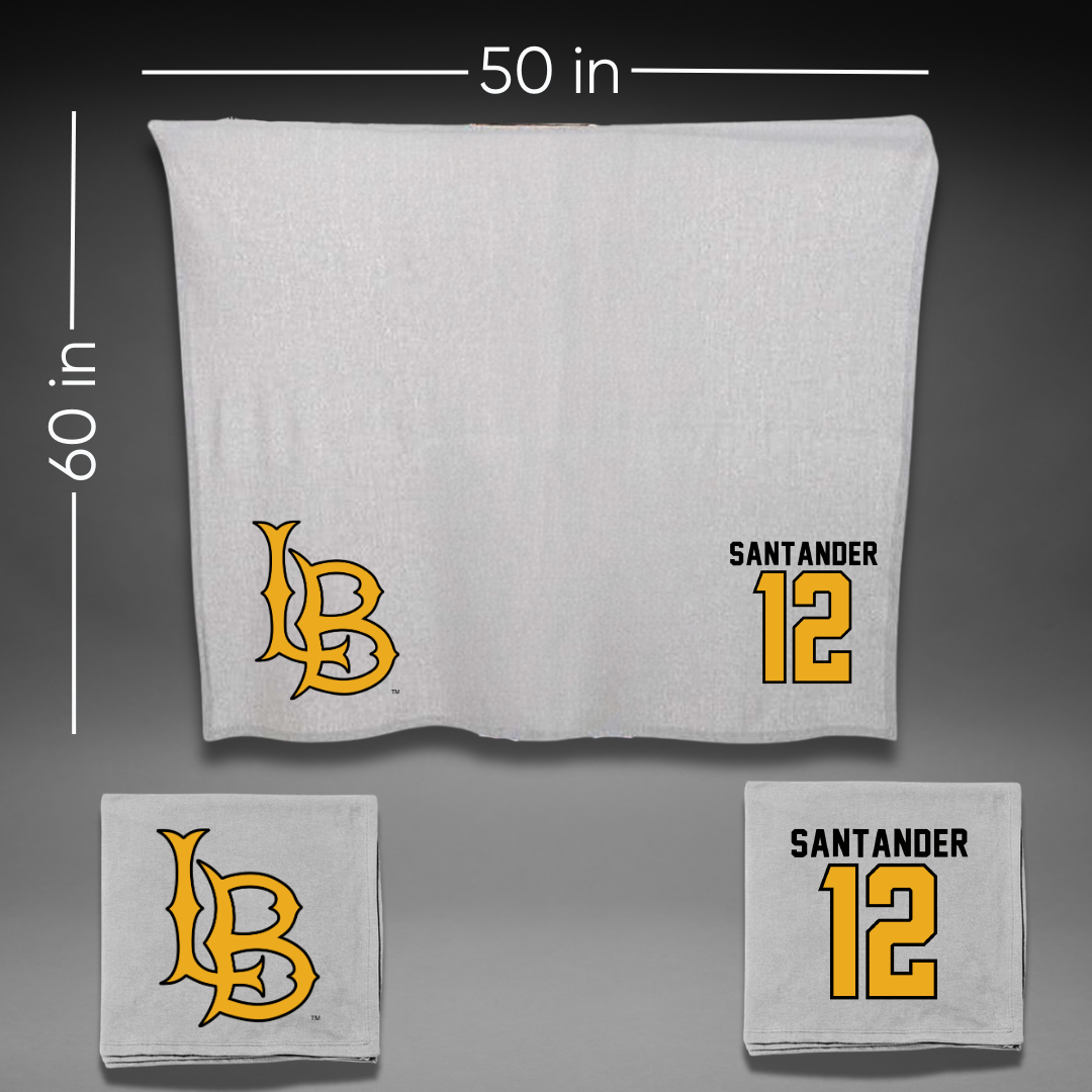 Long Beach State University Baseball Gray Blanket - #12 Cole Santander