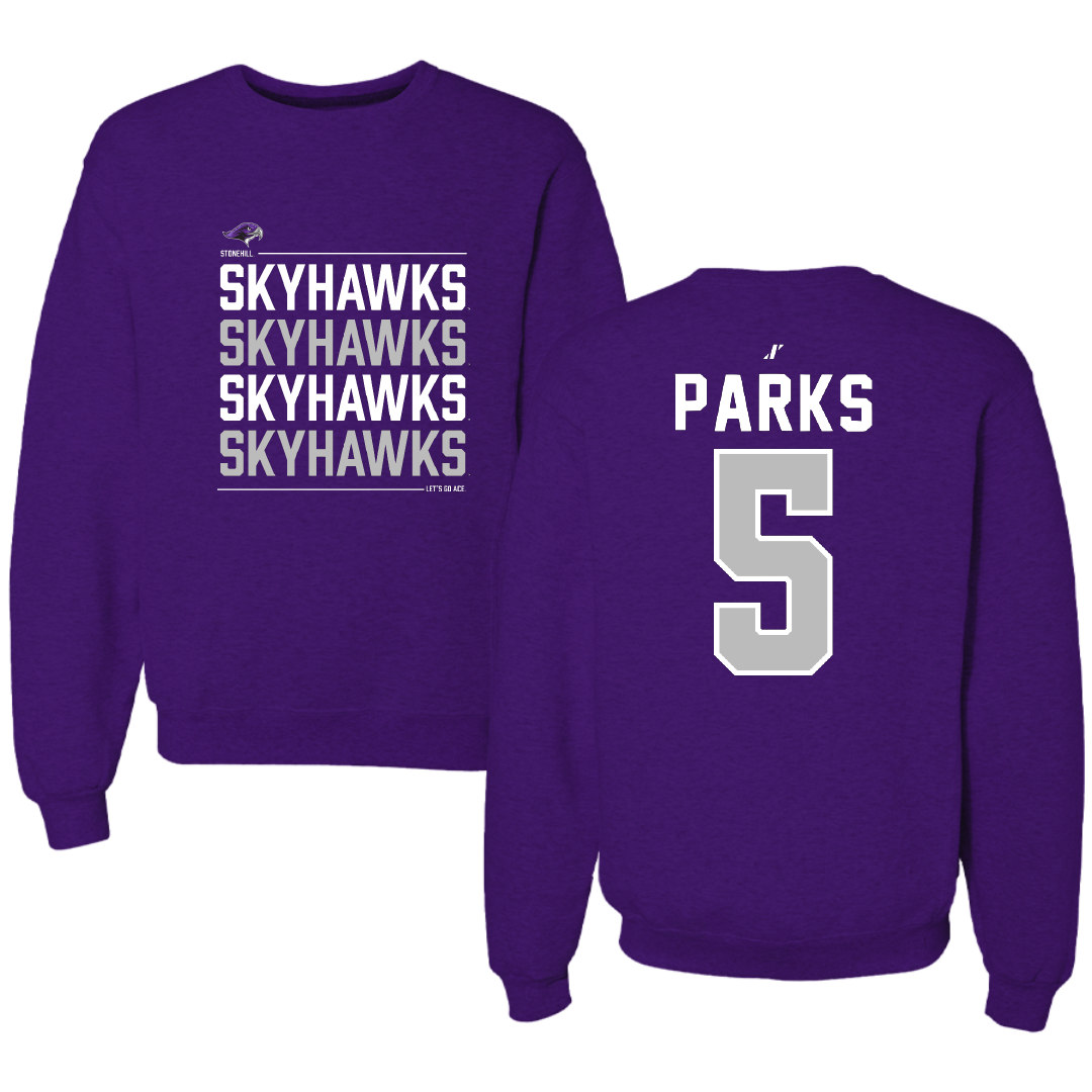 Stonehill College Baseball Purple General Crewneck - #5 Sam Parks