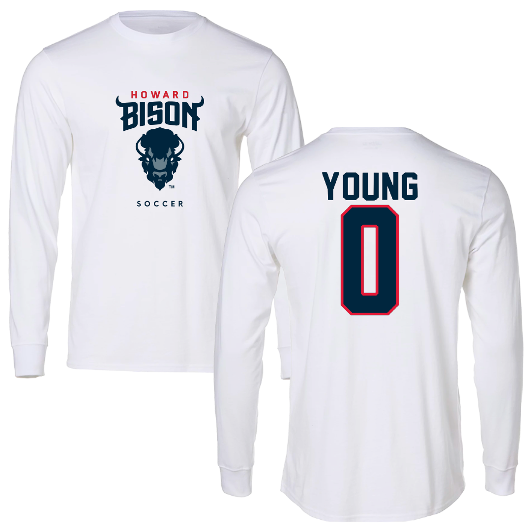 Howard University Soccer White Long Sleeve - #0 Nya-Grace Young