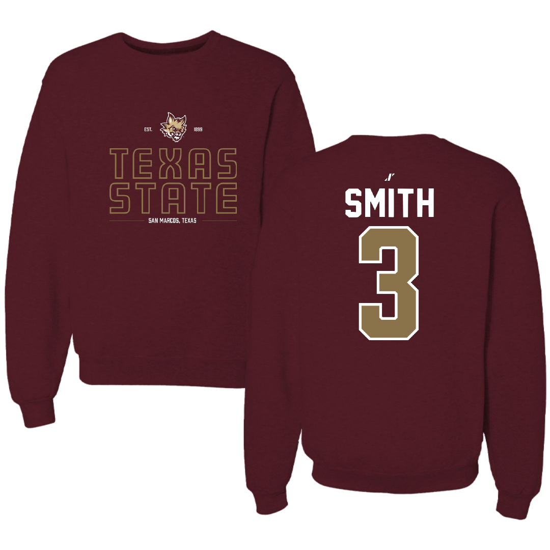 Texas State University Basketball Maroon General Crewneck - #3 Crystal Smith