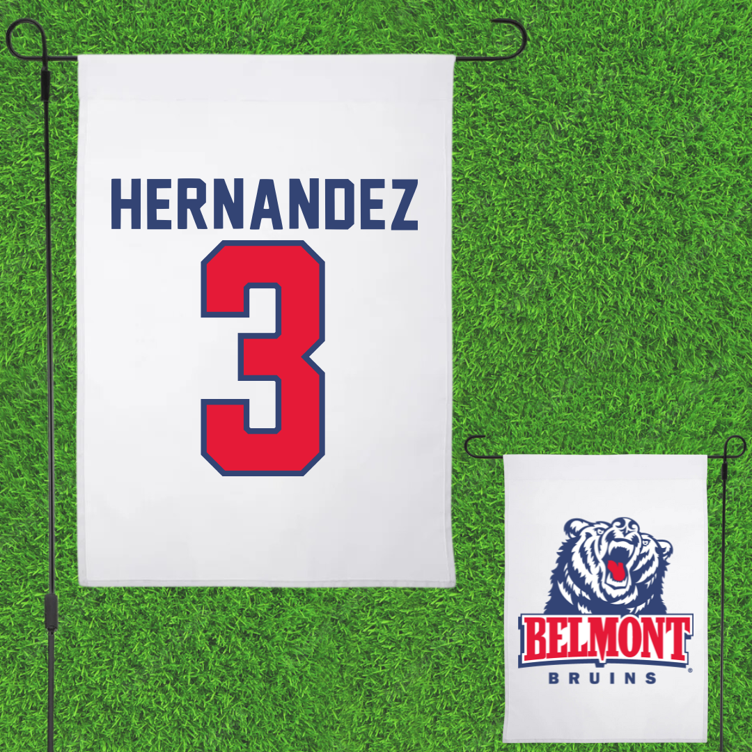 Belmont University Baseball White Garden Flag - #3 Zach Hernandez