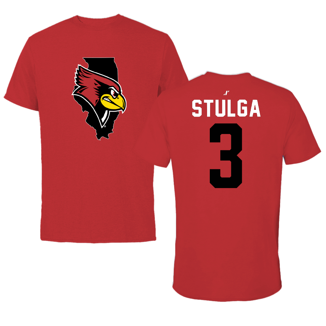 Illinois State University Baseball Red State Tee - #3 Luke Stulga