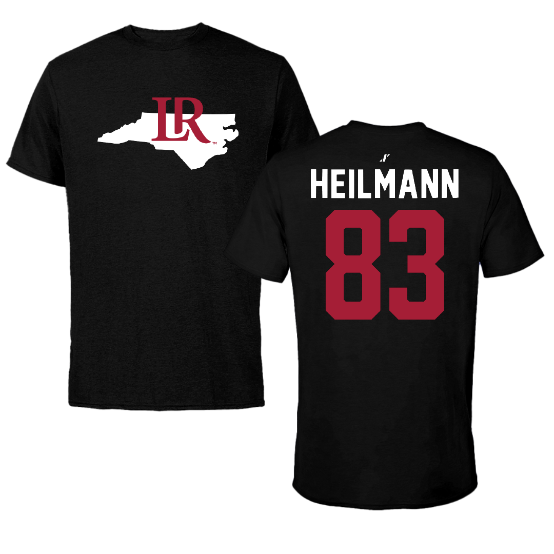 Lenoir-Rhyne University Football Black State Tee - #83 Aiden Heilmann