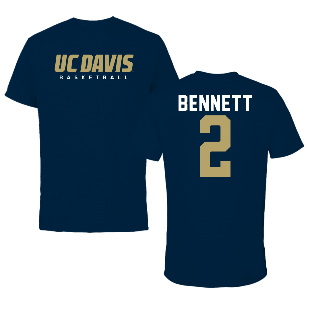 University of California-Davis Basketball Navy Performance Tee - #2 Ryann Bennett