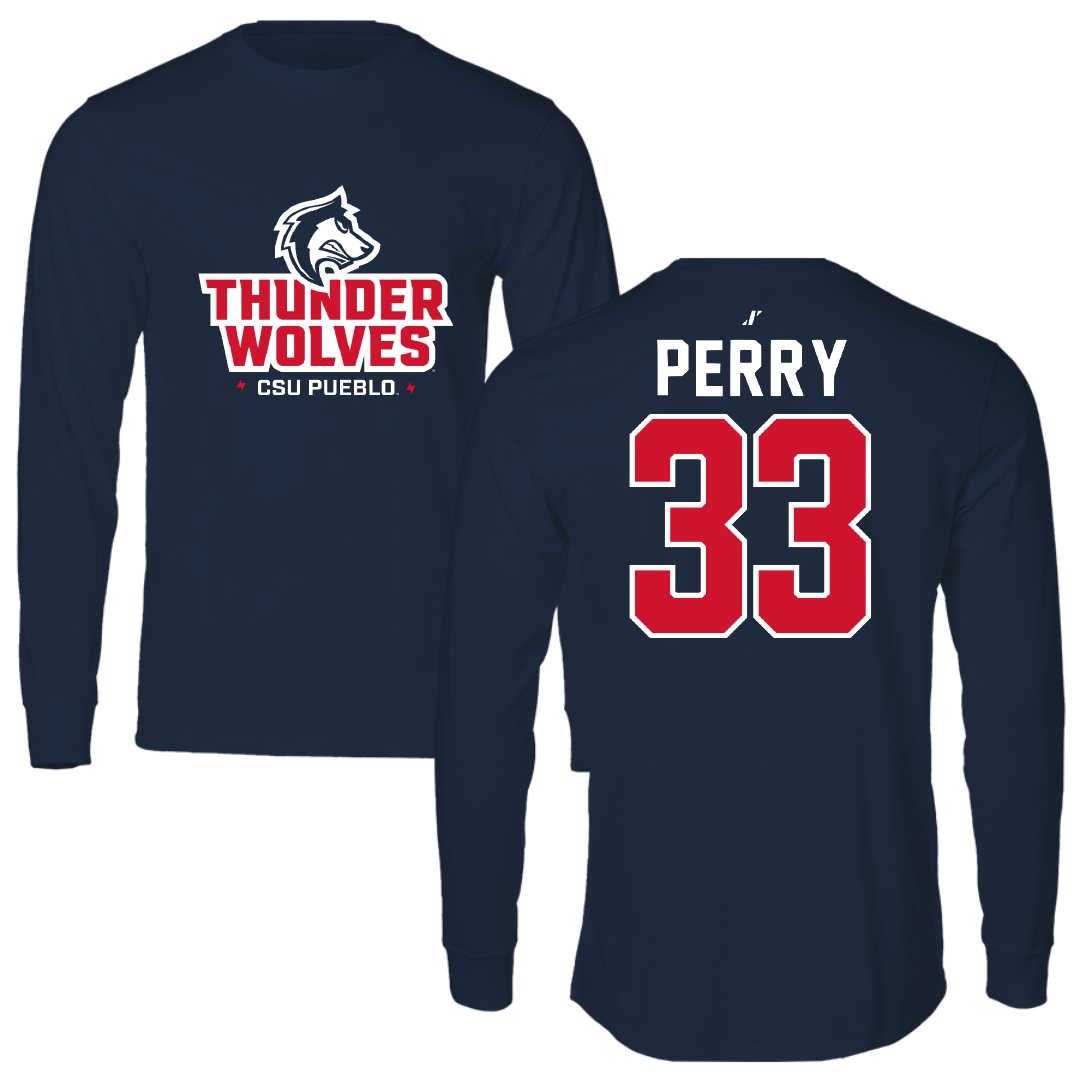 Colorado State University-Pueblo Baseball Navy General Performance Long Sleeve - #33 Nicholas Perry