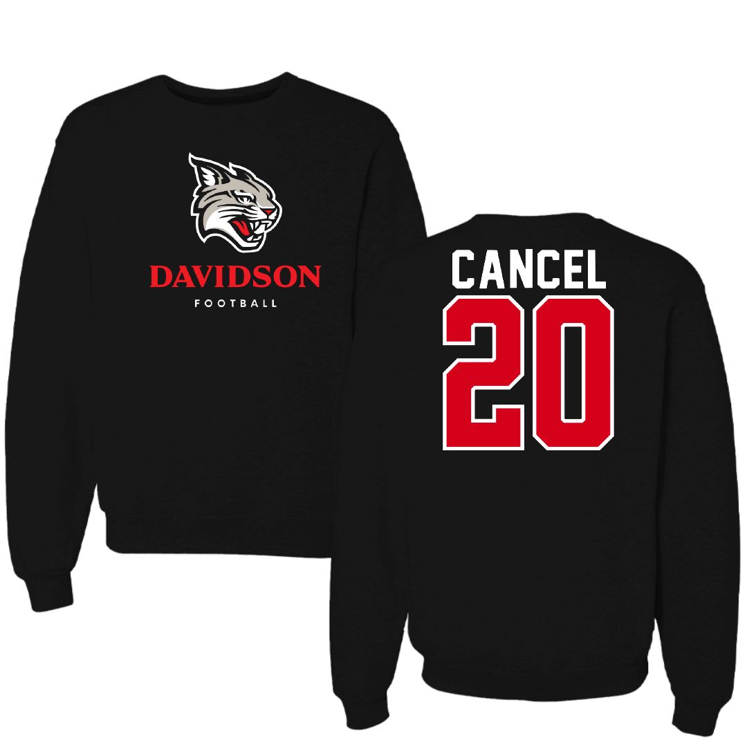 Davidson College Football Black Crewneck - #20 Quinton Cancel