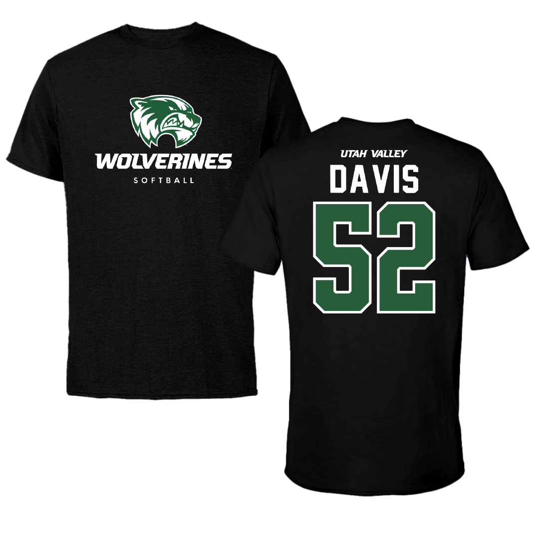 Utah Valley University Softball Black Mascot Tee - #52 Camryn Davis